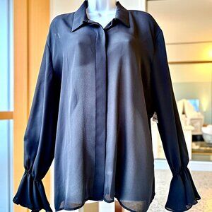 Wheaton & Katz Ltd LIMITED EDITION Long Sleeve Blouse Button Up SHEER Large New